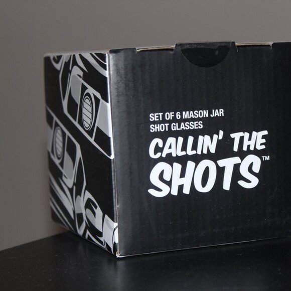 Protocol Calling the Shots Set of 6 Shot Glasses Mason Jars Cheers Gift Novelty - Picture 5 of 6